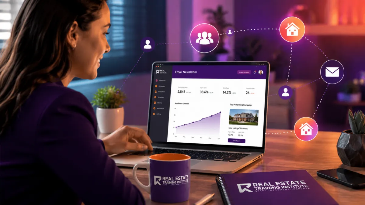 South African real estate agent using an email newsletter dashboard to grow leads, nurture clients and promote property listings with RETI.