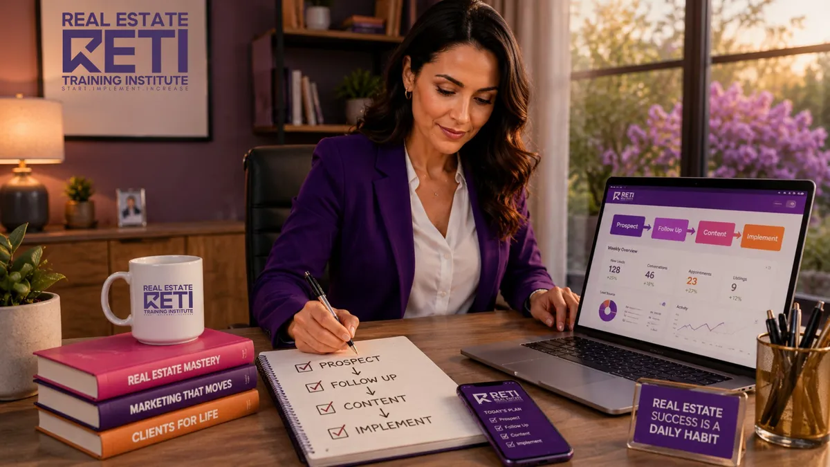 Real estate agent putting knowledge into action through a focused business implementation plan