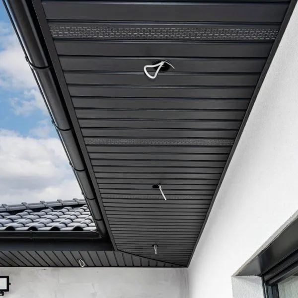 a metal soffit of a house