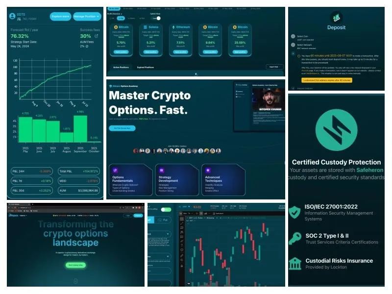 Collage von Bitopex Plattform Bildern