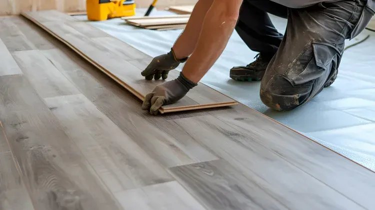 a white room with wood flooring and a large window