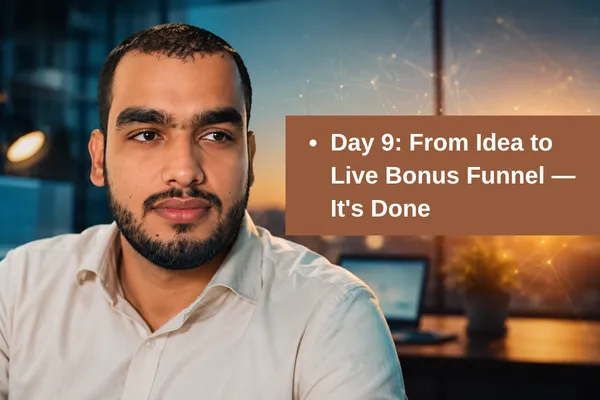 Day 9: From Idea to Live Bonus Funnel — It's Done