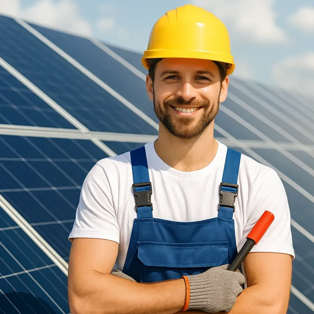 image depicting a solar panel installer