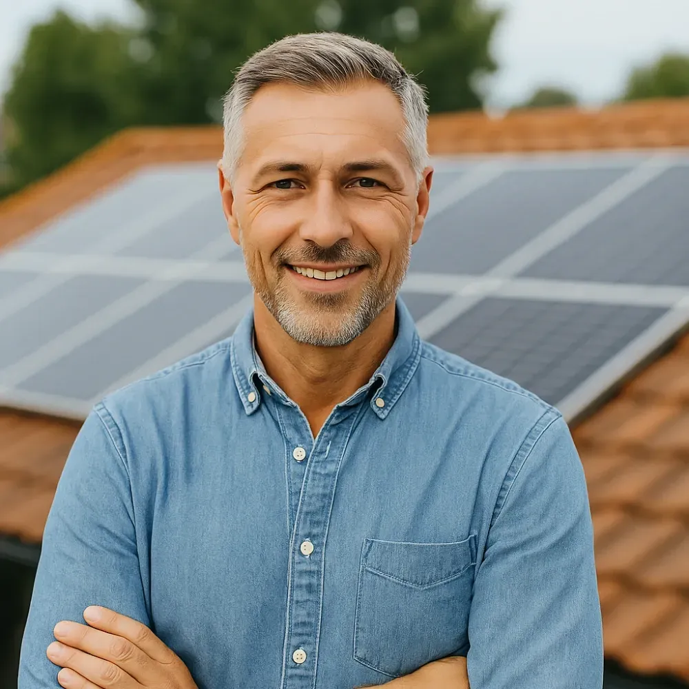 image depicting a homeowner and solar panel customer