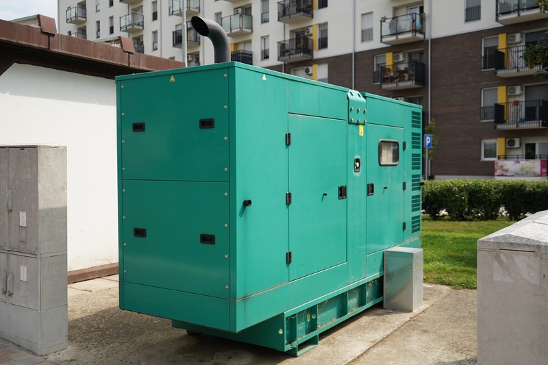 A rustic red tractor sits outside.