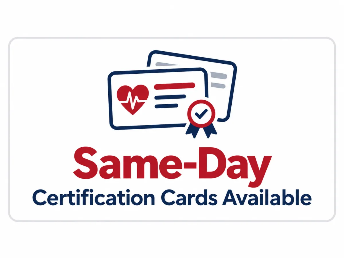 Same-day CPR and BLS certification cards available