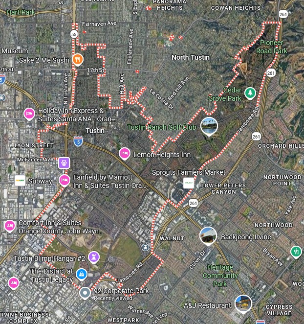 Map of Tustin, California