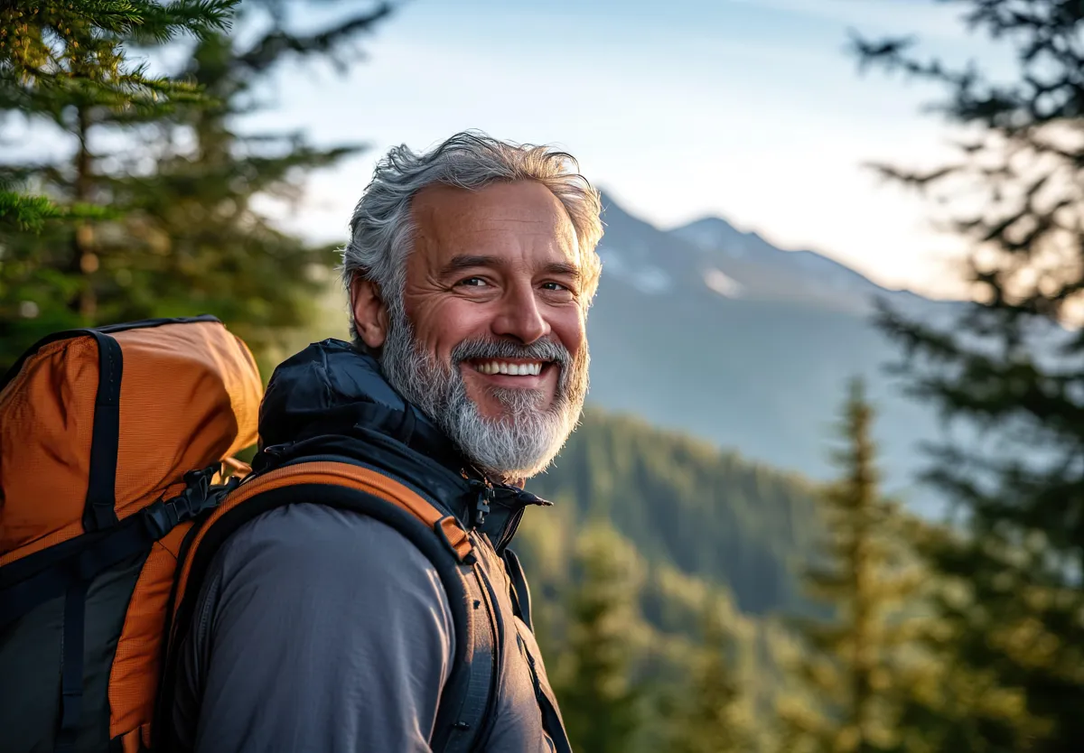 Person standing confidently at sunrise on a mountain overlook, symbolizing courage and God-centered confidence.