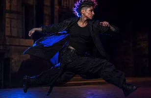 Woman leaping in action