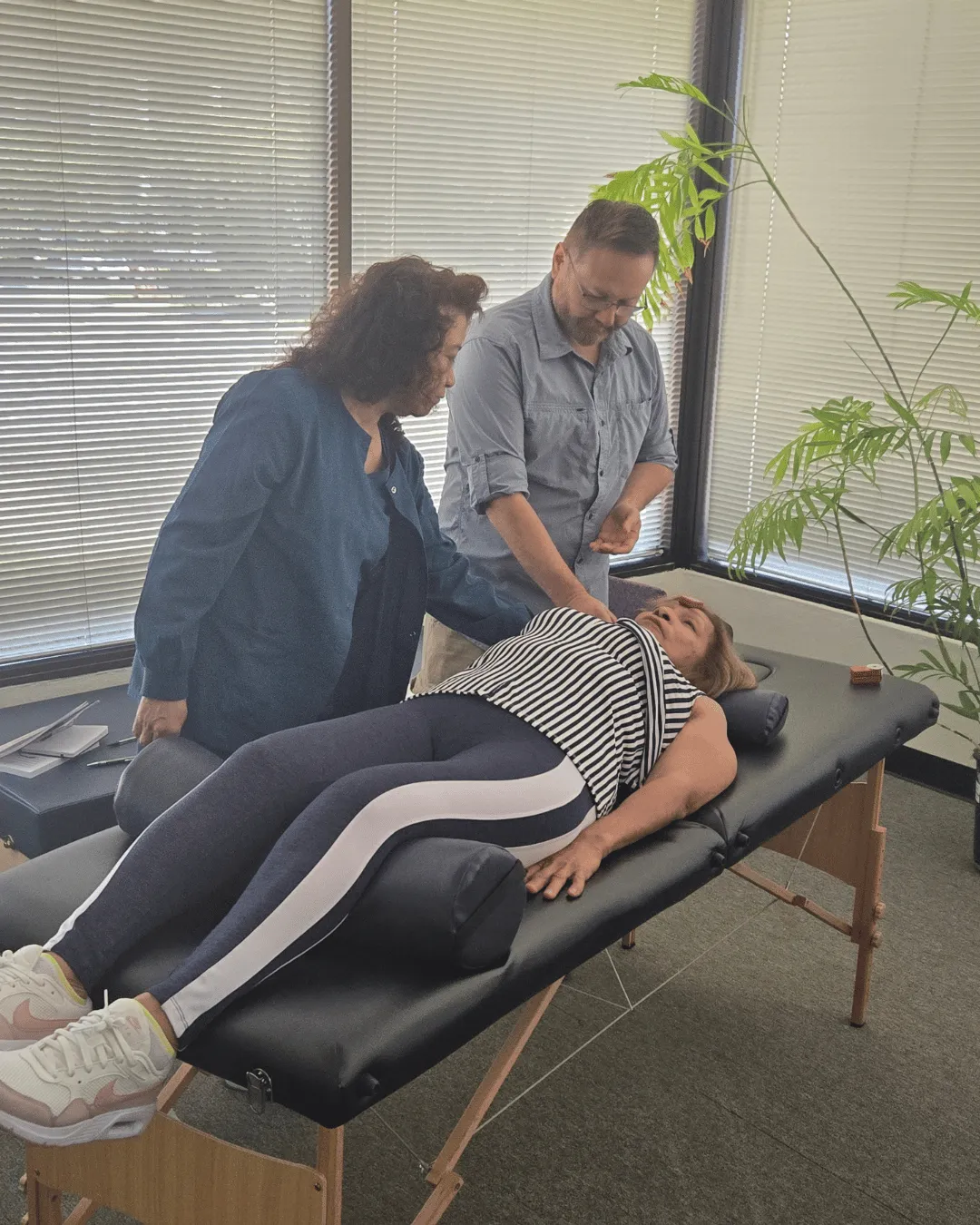 Practitioner in a serene clinical training environment