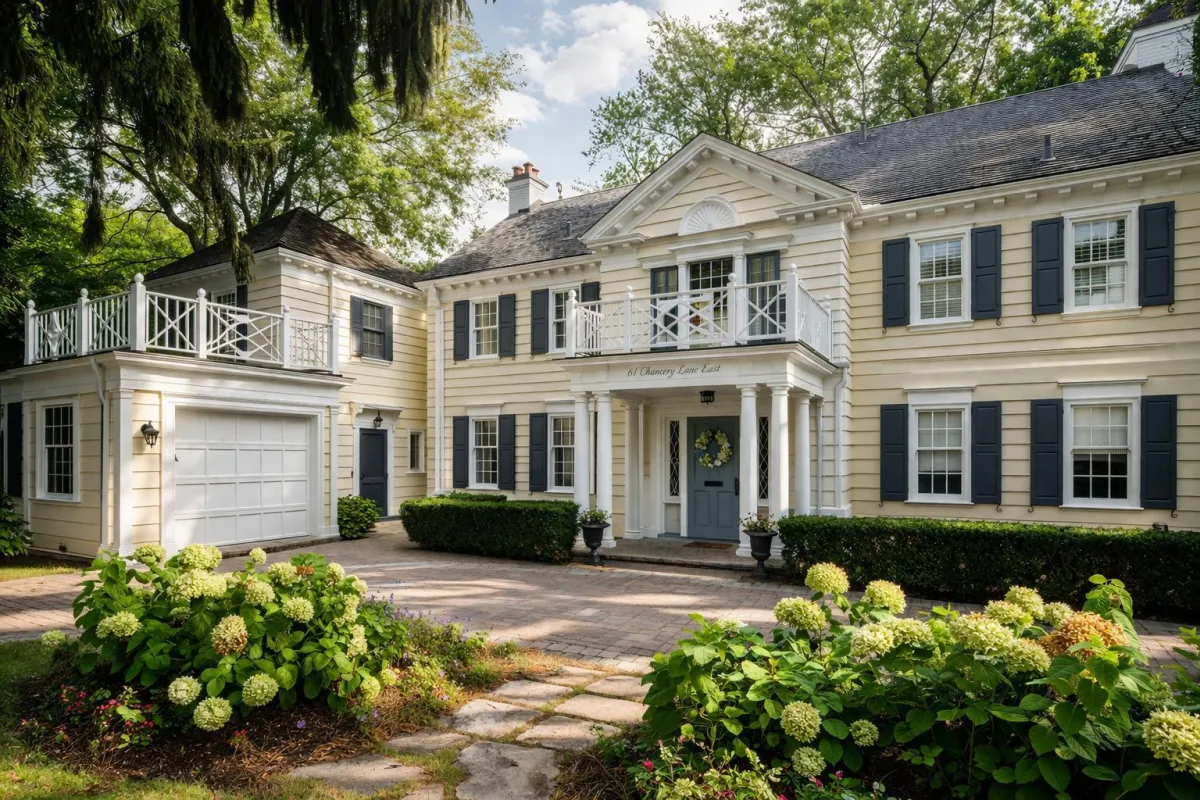 Board-and-batten style shutters on a heritage-inspired home