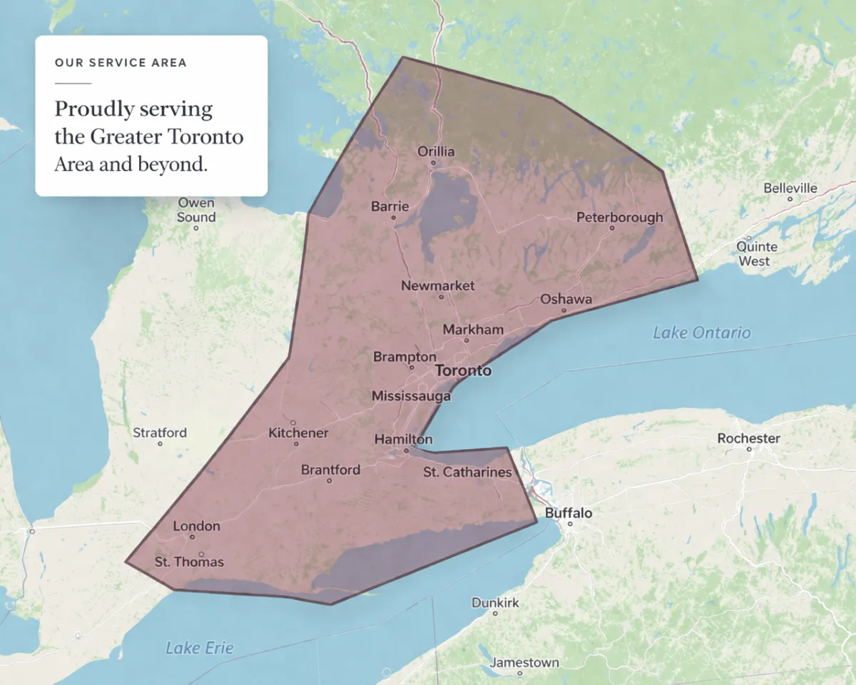 Service area map for Golden Horseshoe region