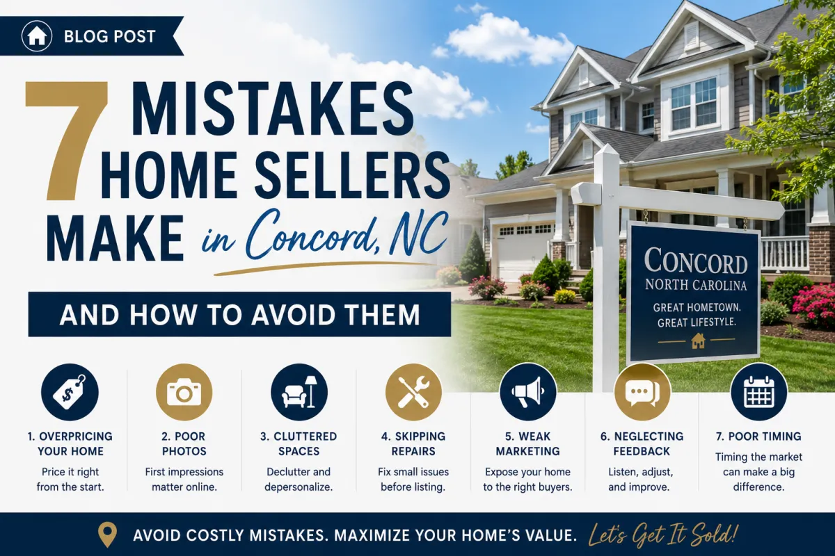 Home seller reviewing pricing and marketing strategy with a real estate broker in Concord, NC.