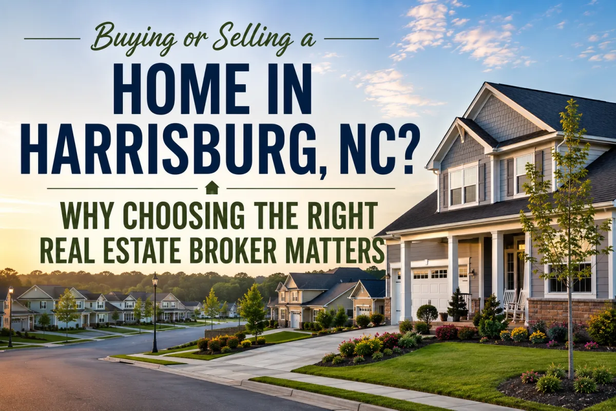 Beautiful residential neighborhood with modern homes in Harrisburg, North Carolina