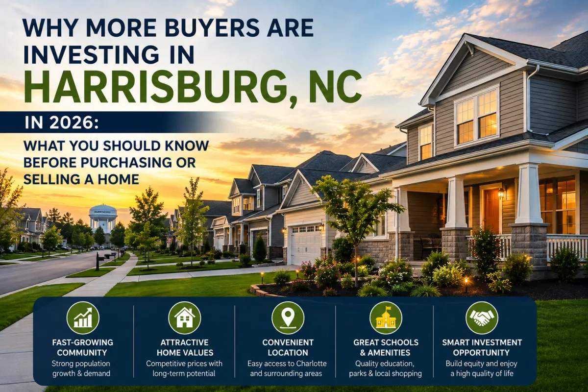 Modern homes in Harrisburg NC showcasing smart buying and selling opportunities with trusted real estate broker Carey Finn in 2026