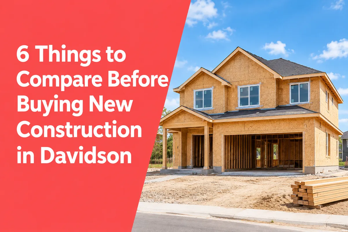 New construction home in Davidson NC with modern design and landscaped surroundings