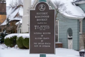 Screened-in porch with wood finish on Ridgewood colonial in Canton