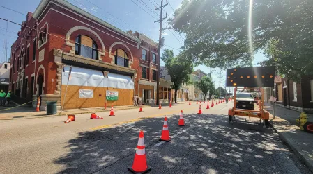 Small rear porch deck with stairs on Price Hill home in Cincinnati