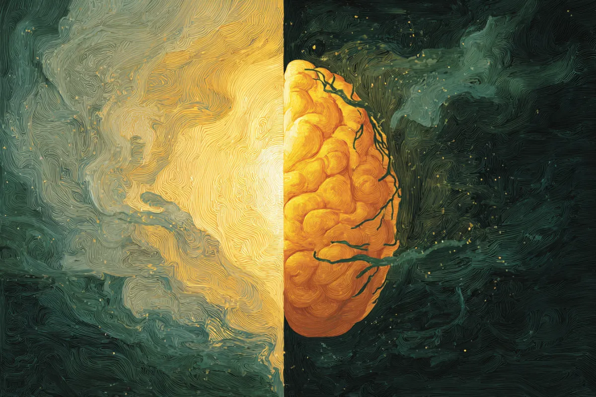 Glowing brain illustration representing alcohol cravings and healing.