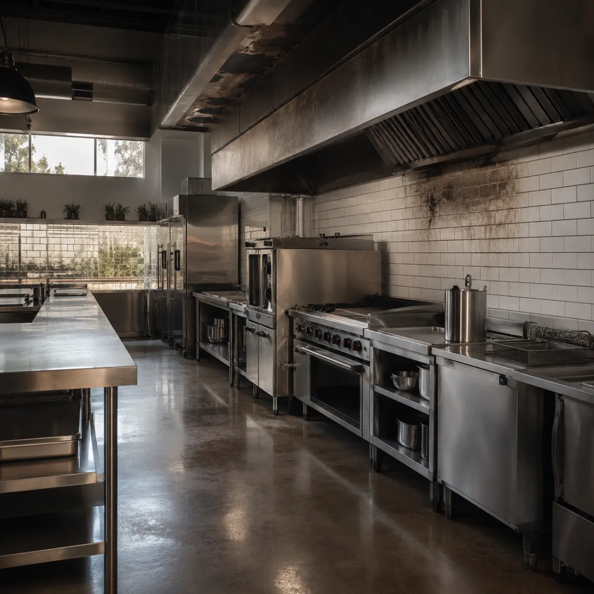 Subtle smoke damage in a Doral commercial kitchen requiring Water Damage 360 matched fire restoration