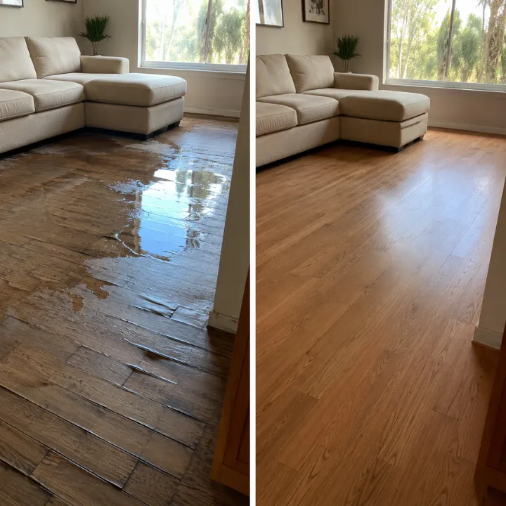 Plantation hardwood floor water damage restoration by Water Damage 360