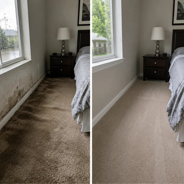 Plantation bedroom carpet restoration after water damage by Water Damage 360