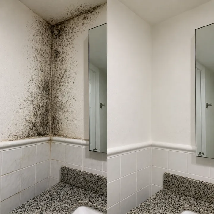 Plantation bathroom mold remediation before and after by Water Damage 360