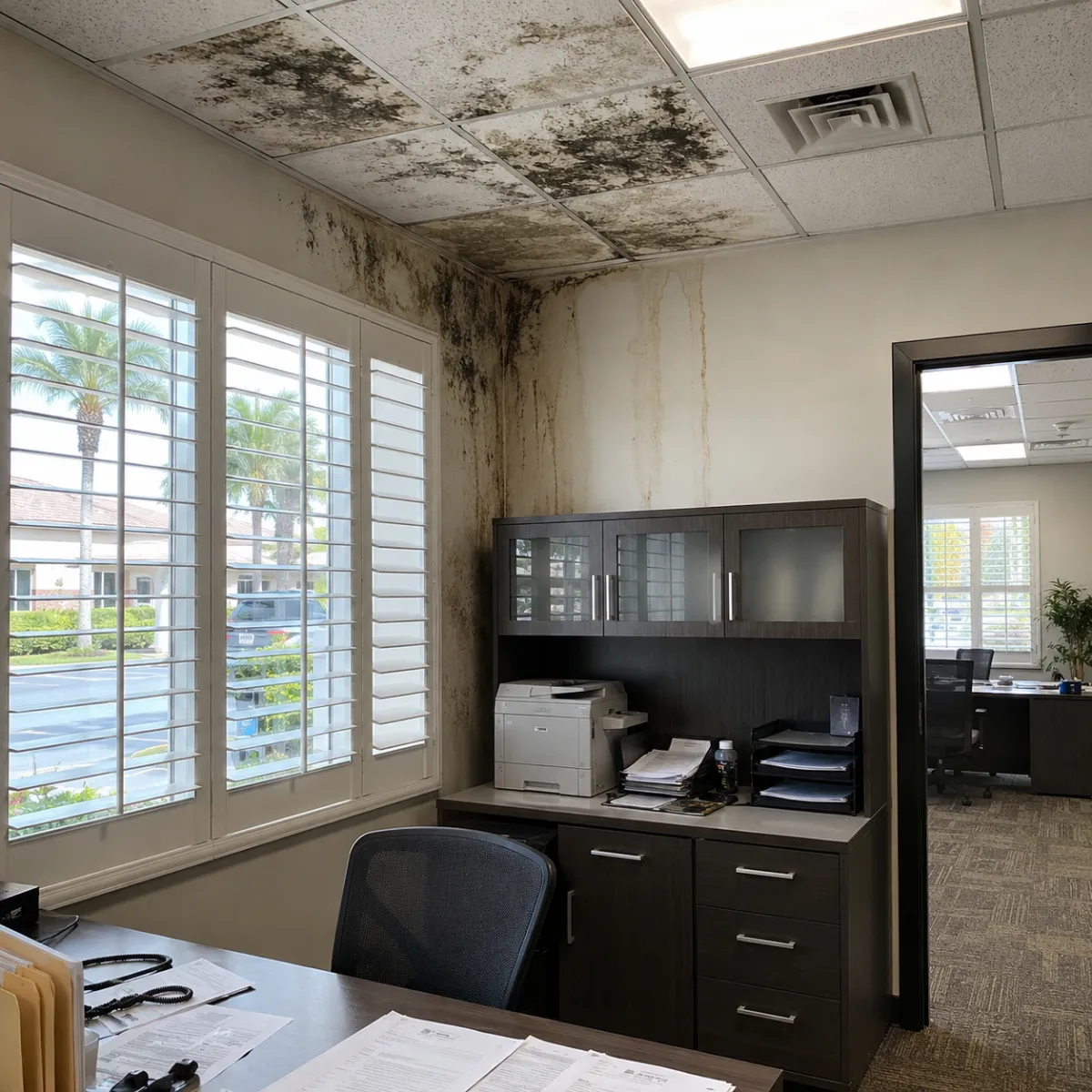 Plantation commercial office mold risk from water damage by Water Damage 360