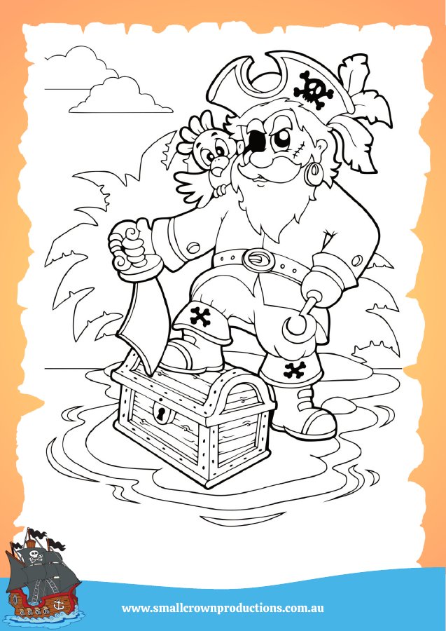 Colouring page from the pirate activity pack