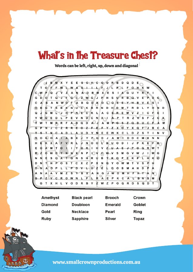 Word search page from the pirate activity pack