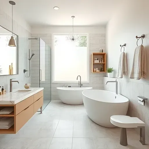 Newly remodeled bathroom in Spring TX with modern design, walk-in shower, freestanding tub, and elegant finishes.