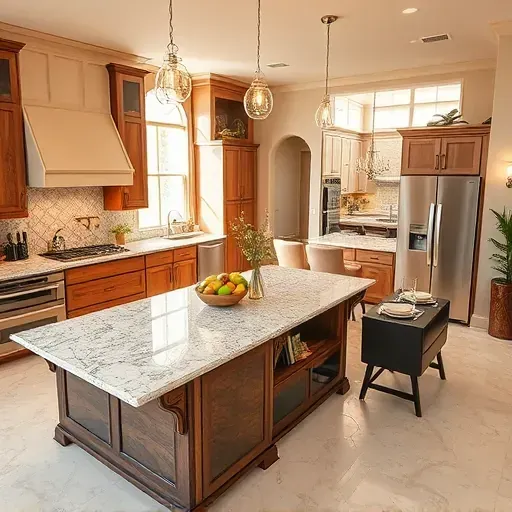 Stunning kitchen remodel in Spring Branch, TX featuring granite countertops, custom cabinets, and natural light.