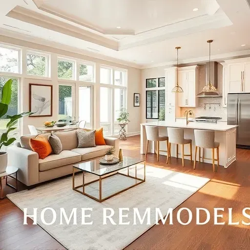 Contemporary living room and kitchen in Cypress Creek TX featuring stylish decor, high-end appliances, and natural light.