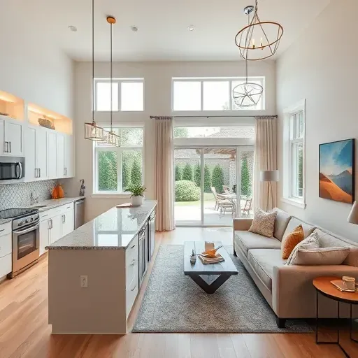 Completed home remodeling project in Bridgeland TX featuring modern kitchen and cozy living area with elegant decor and natural light.