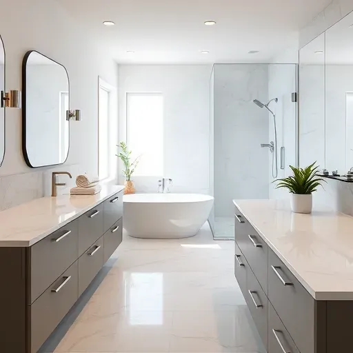 Beautifully remodeled bathroom in Memorial TX featuring marble countertops, walk-in shower, and modern elegance.