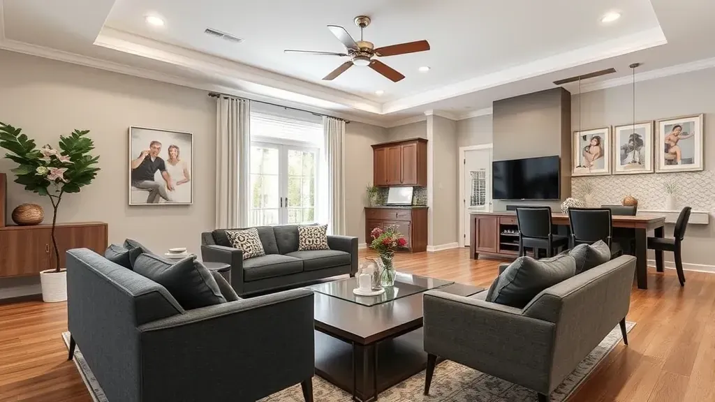 Virtual home remodeling consultation setting in Spring TX featuring design elements and tools without any people.