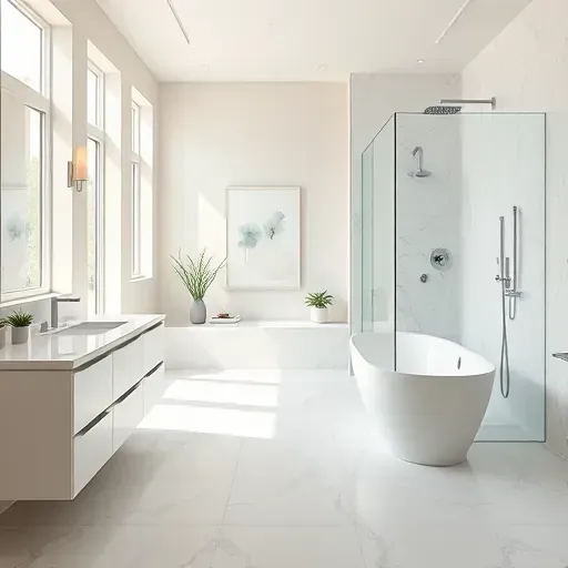 Modern Spring TX bathroom with marble countertops, soaking tub, glass shower, and elegant decor in a serene setting.