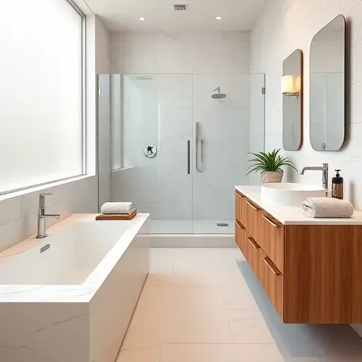 Renovated Houston bathroom with modern fixtures, glass shower, and stylish marble vanity highlighting a fresh atmosphere.