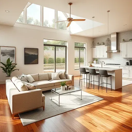 Modern living room in Pinehurst TX featuring cozy furniture, natural light, and elegant decor with open floor plan.