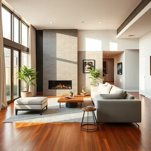 Renovated living room in Richmond TX with modern decor, natural light, and stylish furnishings creating an inviting atmosphere.