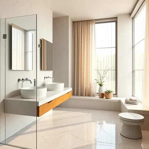 Freshly remodeled bathroom in Spring TX with modern fixtures, walk-in glass shower, marble tiles, and natural light.