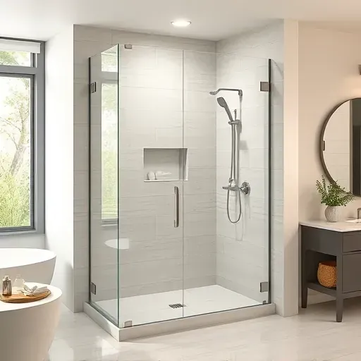 Freshly completed walk-in shower in Spring Texas with sleek ceramic tiles, stainless steel fixtures, and a glass enclosure in a modern bathroom