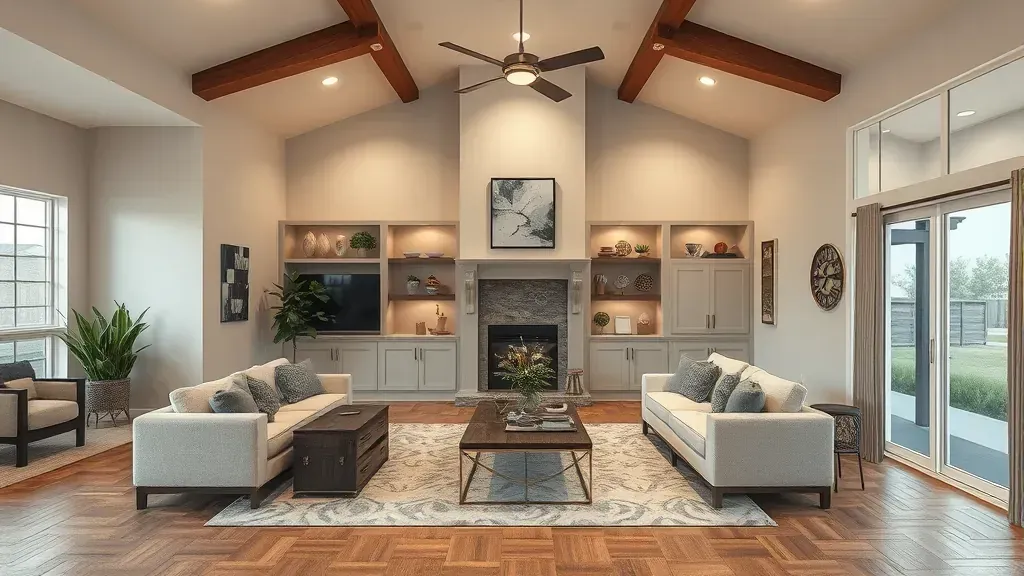 Home Remodeling in Towne Lake TX showcasing modern kitchen and stylish living room designs.