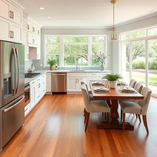 Modern Pinehurst TX kitchen remodel featuring elegant cabinetry, granite countertops, and bright open-concept living space.