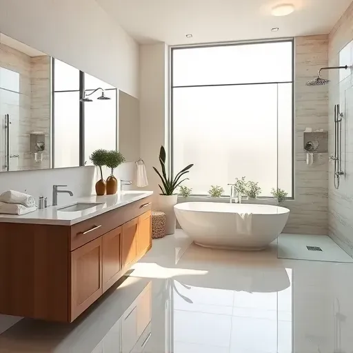 Freshly remodeled bathroom in Spring TX with modern design, marble vanity, soaking tub, glass shower, and stylish decor.