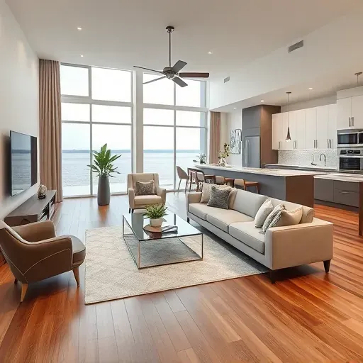 Sophisticated modern living room in Clear Lake, TX, featuring plush furniture, natural light, and elegant decor.
