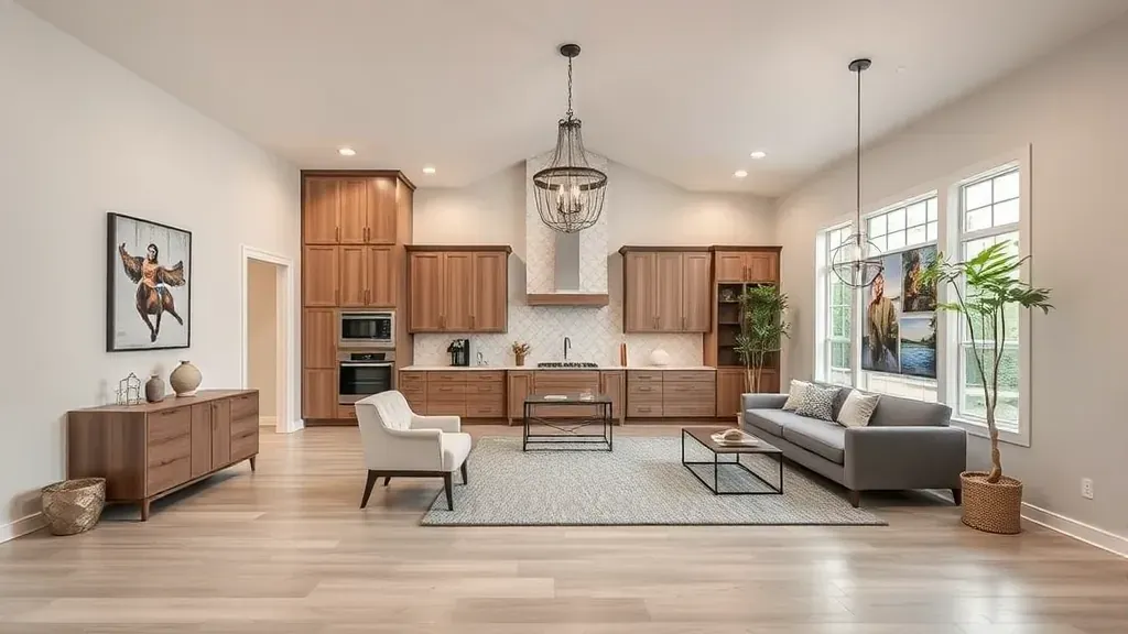 Home Remodeling in North Houston TX showcasing modern kitchen and living room designs.