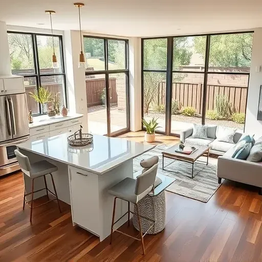 Completed home remodel in Spring Branch TX with open-concept design, polished quartz island, and natural light.