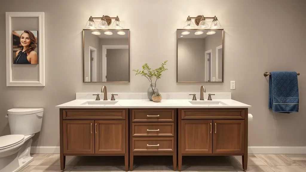 Double Vanity installation project showcasing modern design in a bathroom in Spring, TX.