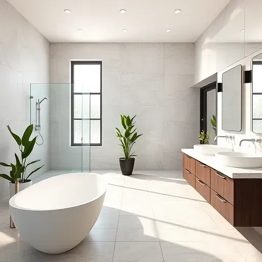 Recently remodeled bathroom in Spring TX with modern fixtures, freestanding tub, and elegant design elements.